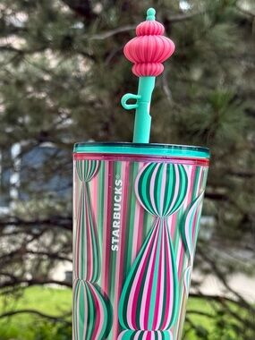 Gorgeous Starbucks 2024 Pink Ornament Tumbler with Straw Topper 24 oz